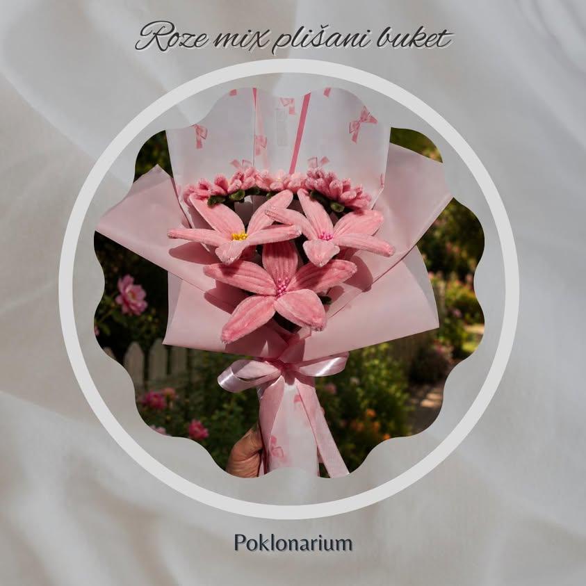 Roze mix plišani buket